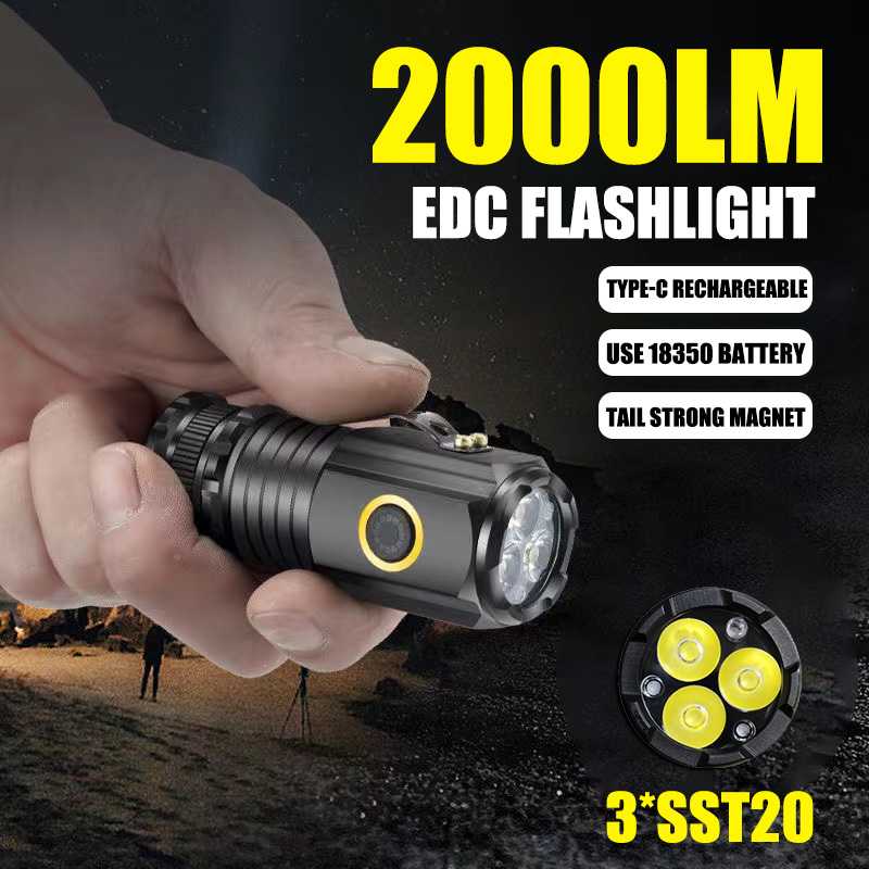 Mini Tactical LED Flashlight – Rechargeable 3-Core High Power Torch