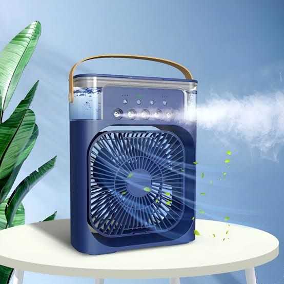 Portable Air Cooler Fan with Water Mist & LED Light – USB Rechargeable