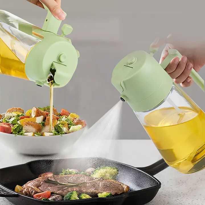 2-in-1 Oil Sprayer Bottle for Cooking – Glass Oil Dispenser