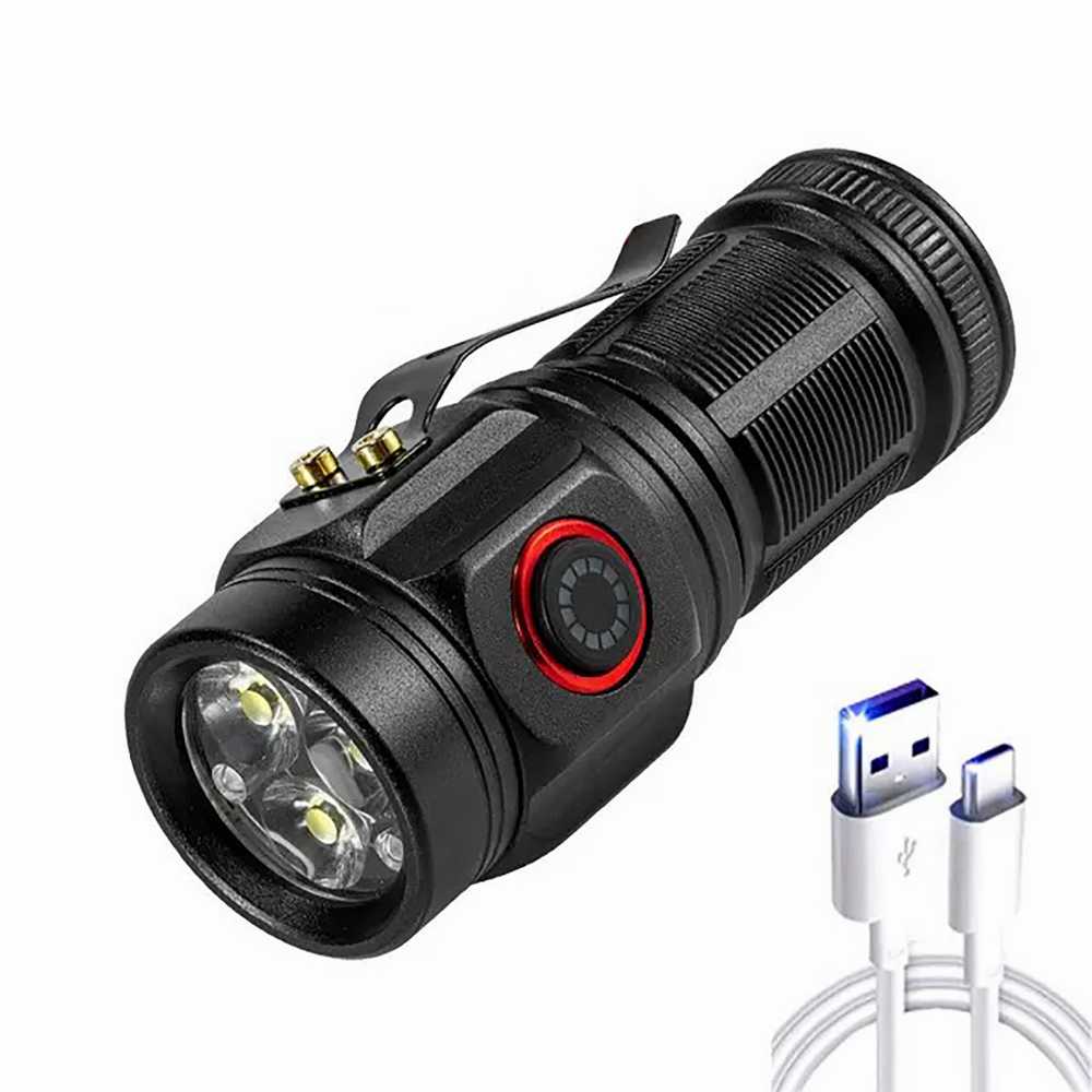 Mini Tactical LED Flashlight – Rechargeable 3-Core High Power Torch