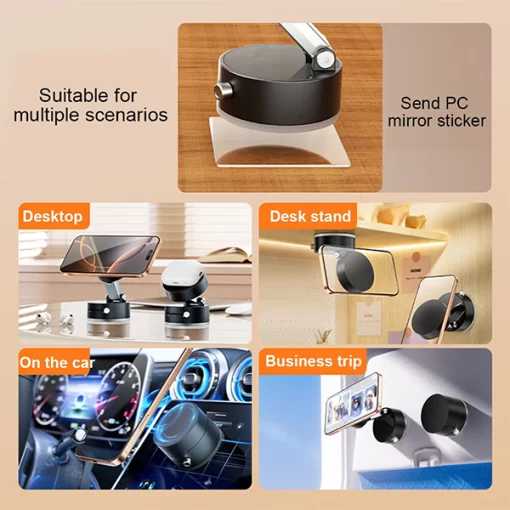 Magnetic Car Phone Mount with Strong Suction & 360° Rotation