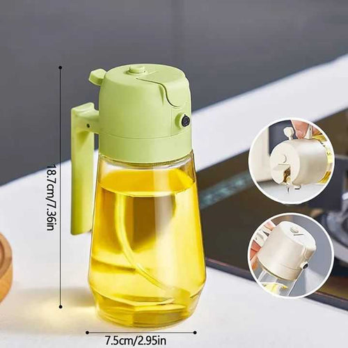 2-in-1 Oil Sprayer Bottle for Cooking – Glass Oil Dispenser