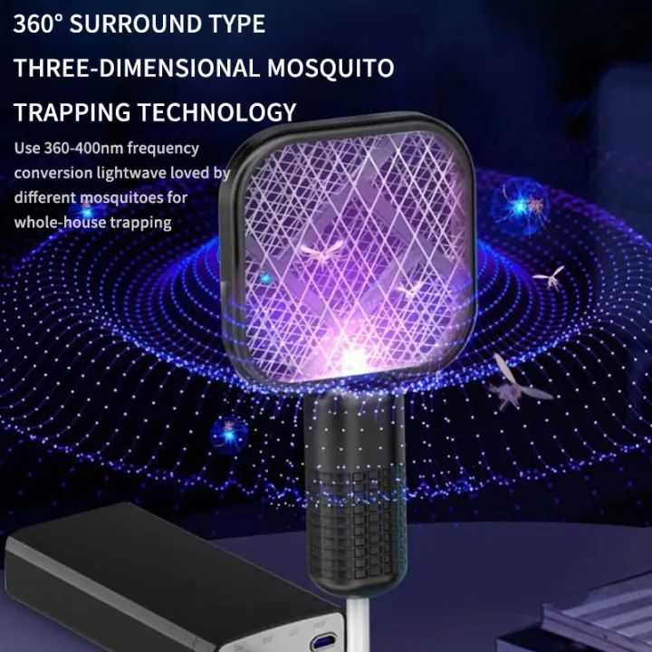 Electric Mosquito Swatter with UV Light – Rechargeable Bug Zapper Racket
