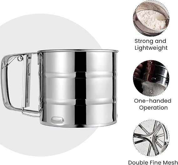 Stainless Steel Flour Sifter with Double Layer Fine Mesh