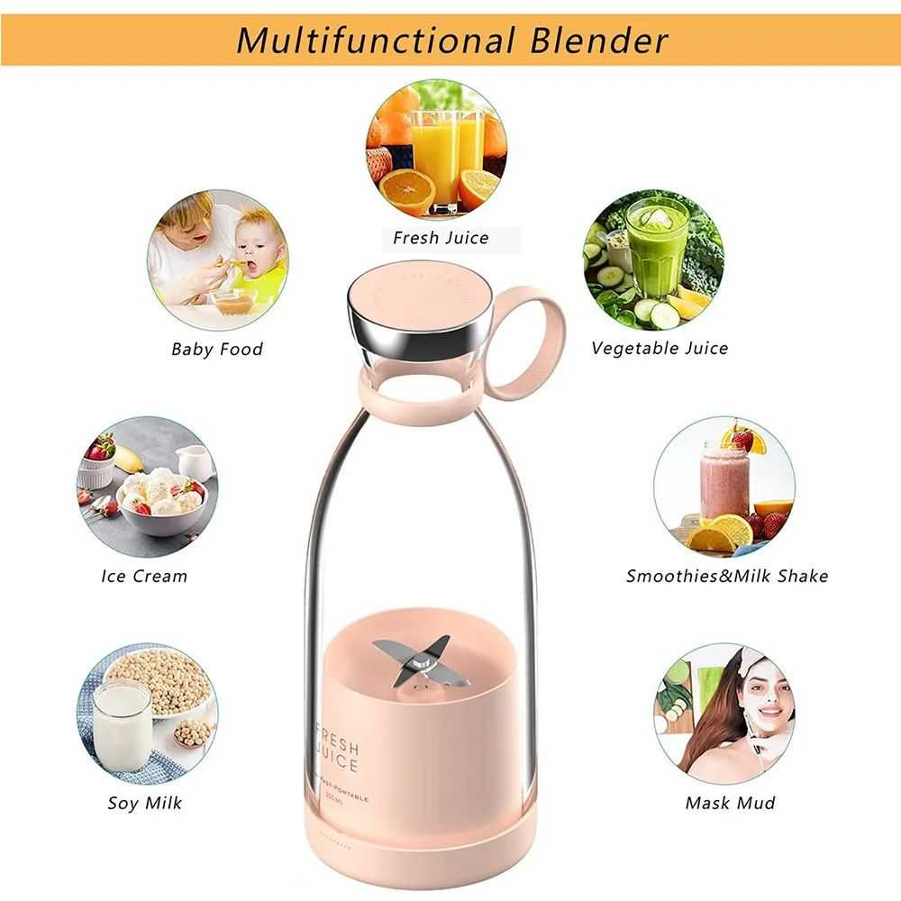 Portable USB Rechargeable Blender Bottle – Smoothie Maker 380ml