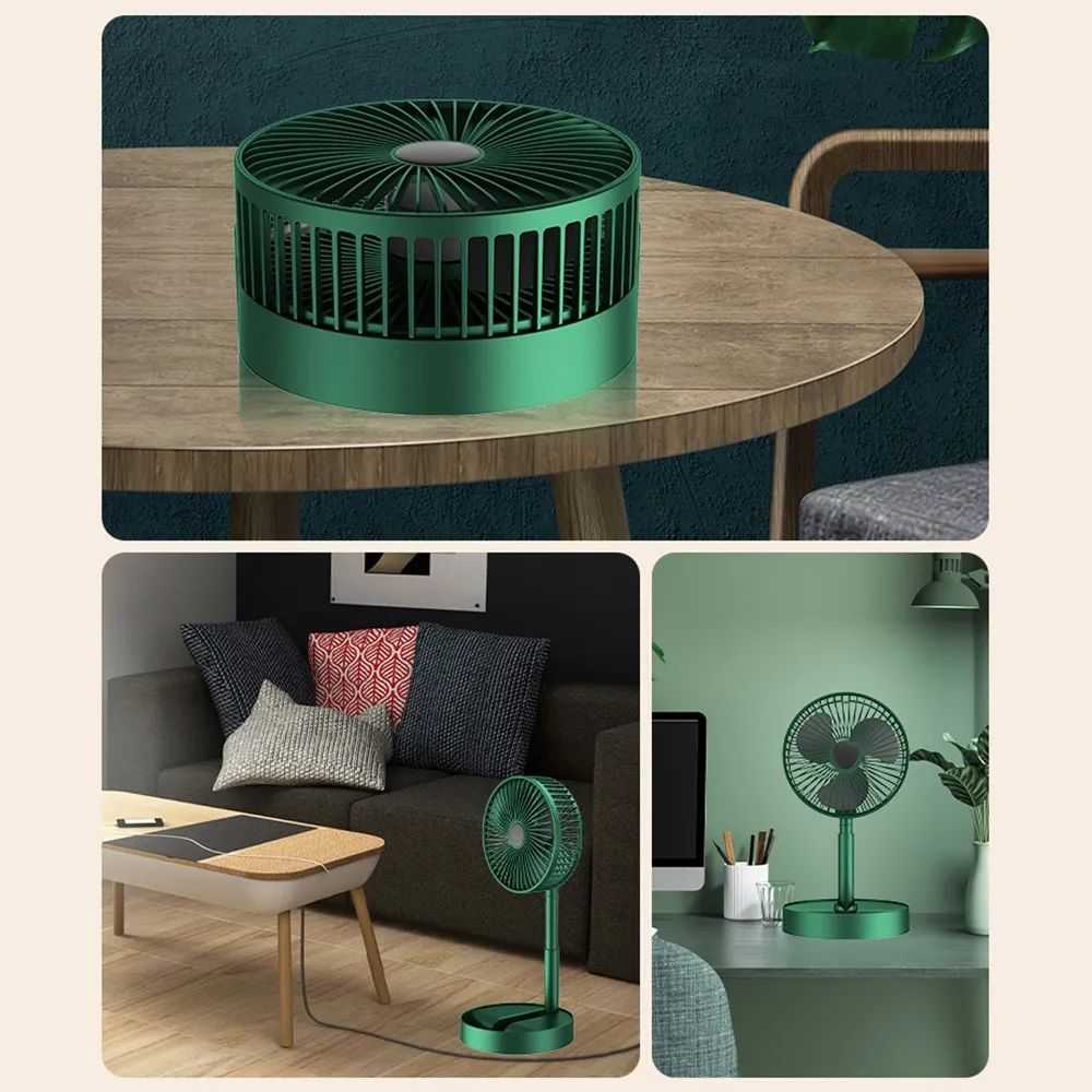 Portable Rechargeable Folding Fan with Adjustable Height & USB Charging