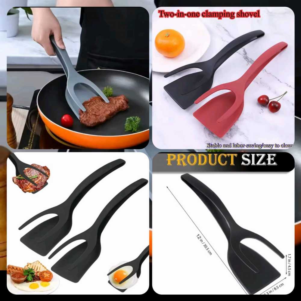 2-in-1 Grip & Flip Spatula Tongs for Easy Cooking