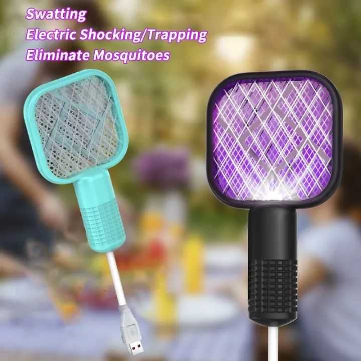 Electric Mosquito Swatter with UV Light – Rechargeable Bug Zapper Racket