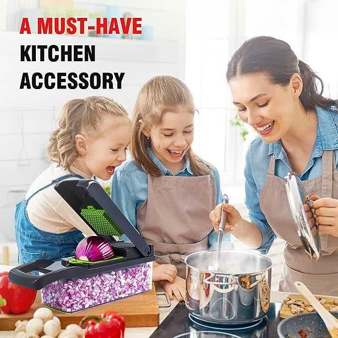 8-in-1 Vegetable Cutter, Chopper & Slicer with Stainless Steel Blades