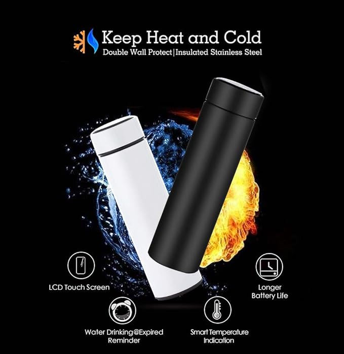 500ml Vacuum Flask with LED Temperature Display – Hot & Cold Bottle