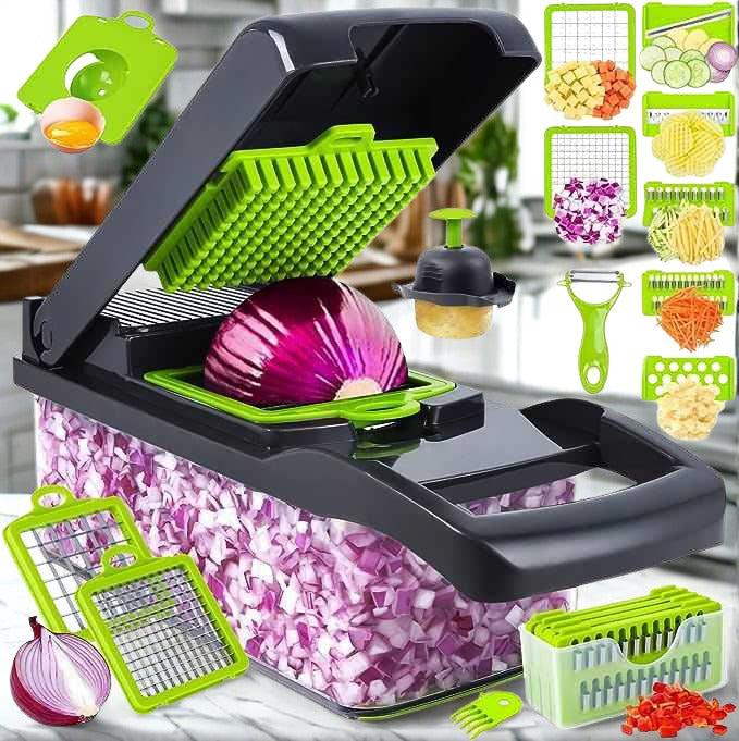 8-in-1 Vegetable Cutter, Chopper & Slicer with Stainless Steel Blades