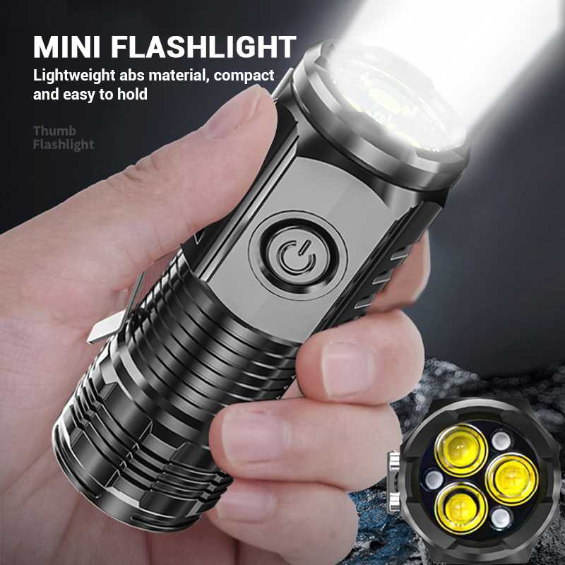 Mini Tactical LED Flashlight – Rechargeable 3-Core High Power Torch