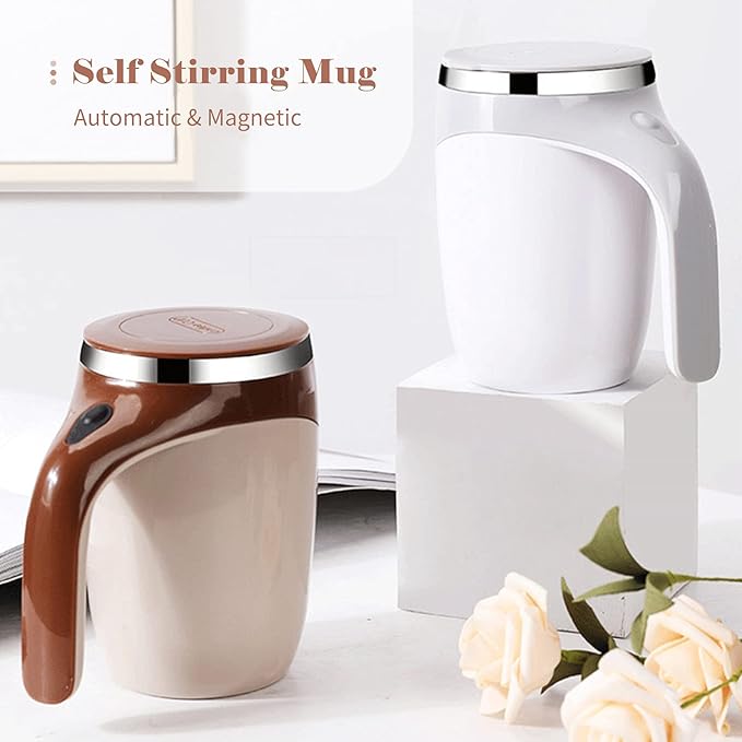380ml Automatic Self-Stirring Coffee Mug with Lid – One-Touch Mixing