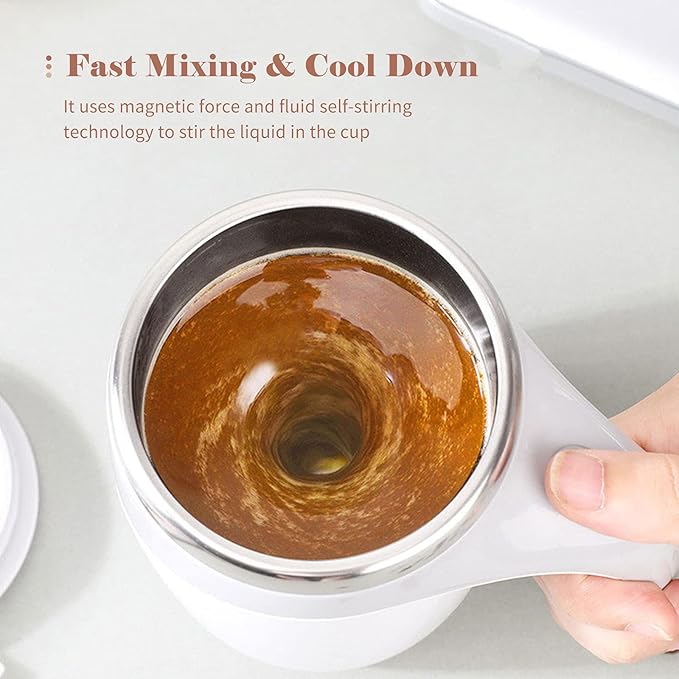 380ml Automatic Self-Stirring Coffee Mug with Lid – One-Touch Mixing