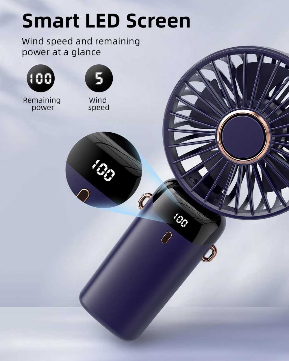 Koonie Portable Handheld Fan – Rechargeable Mini Fan with 5 Speeds