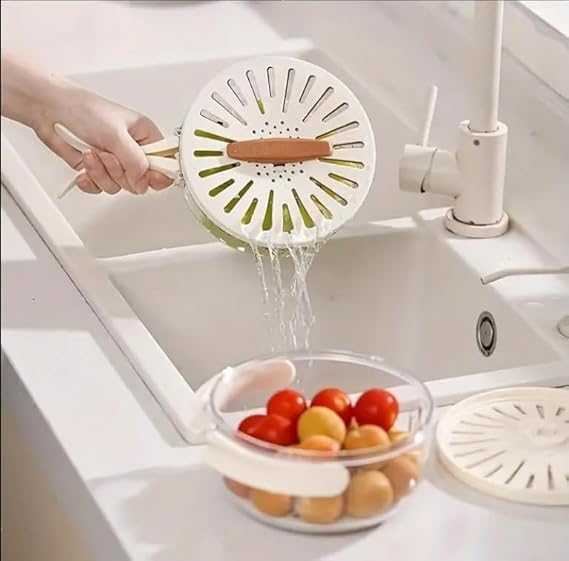 2-in-1 Drainer & Strainer Basket with Lid for Fruits & Vegetables