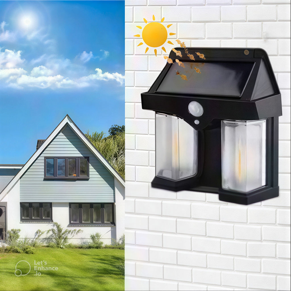 Double Head Solar Wall Light with Motion Sensor – Waterproof LED Lamp