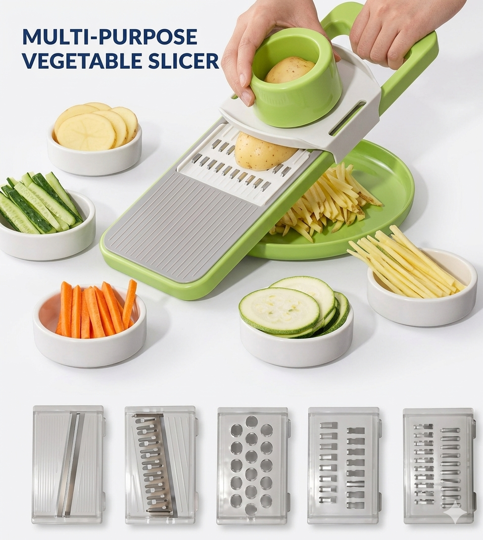 5-in-1 Smart Vegetable Cutter & Slicer for Fast Kitchen Prep