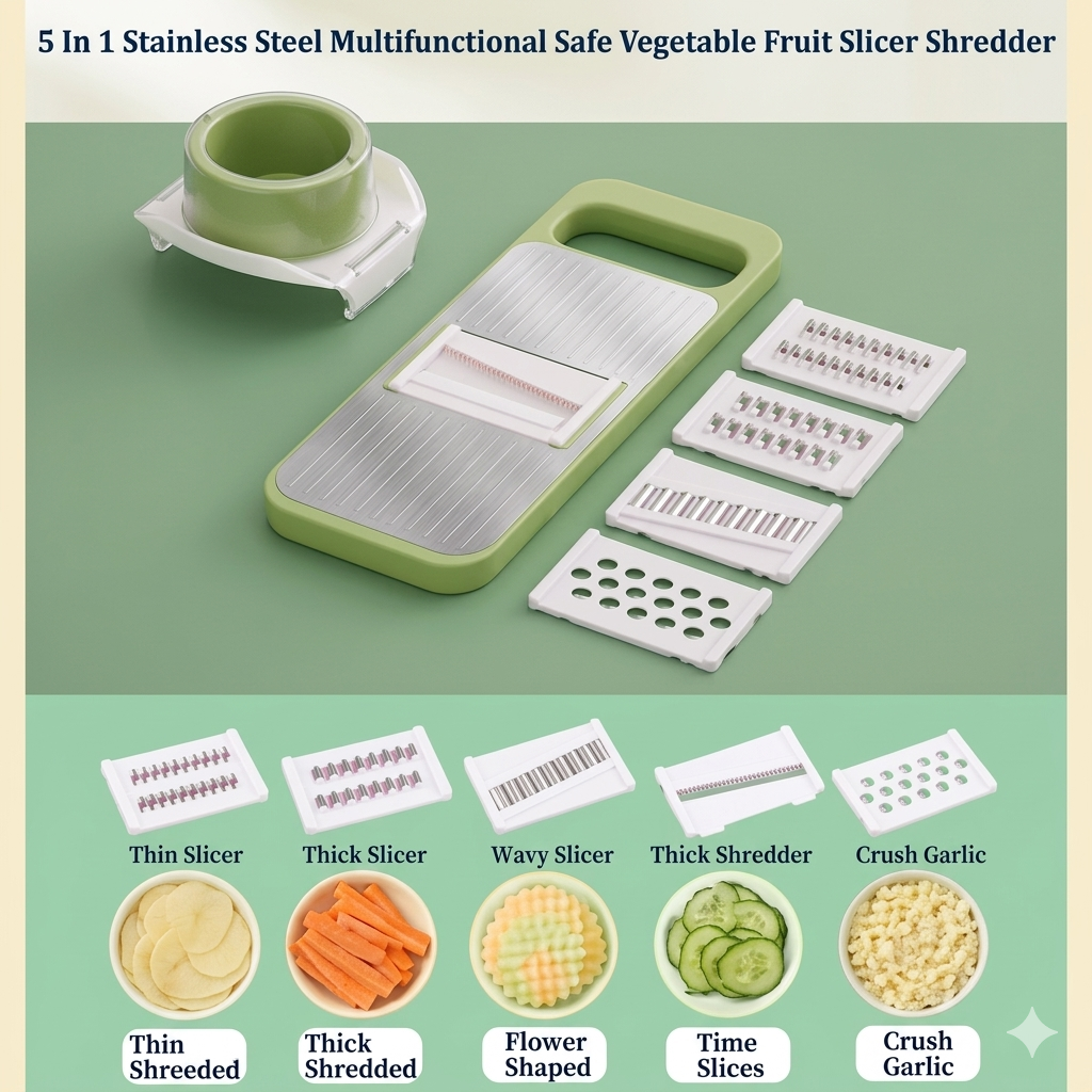 5-in-1 Smart Vegetable Cutter & Slicer for Fast Kitchen Prep