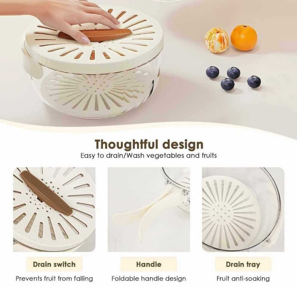 2-in-1 Drainer & Strainer Basket with Lid for Fruits & Vegetables
